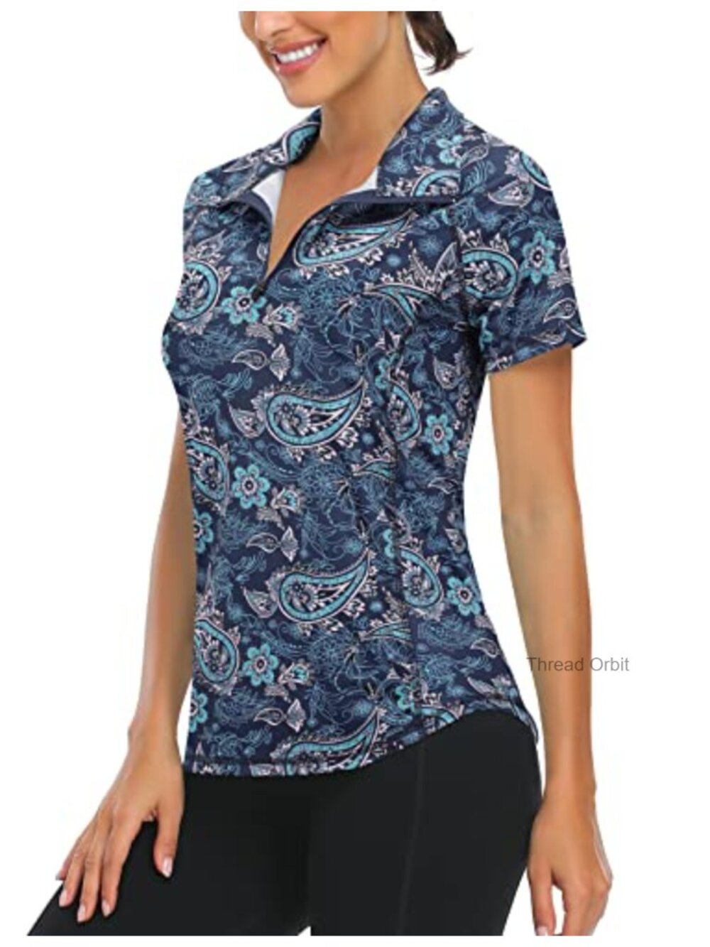 Women's Quarter Zip Golf Shirt Short Sleeve UPF 50+ Running Top